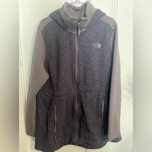 Women’s Purple and Gray Hooded Northface zip up. XL